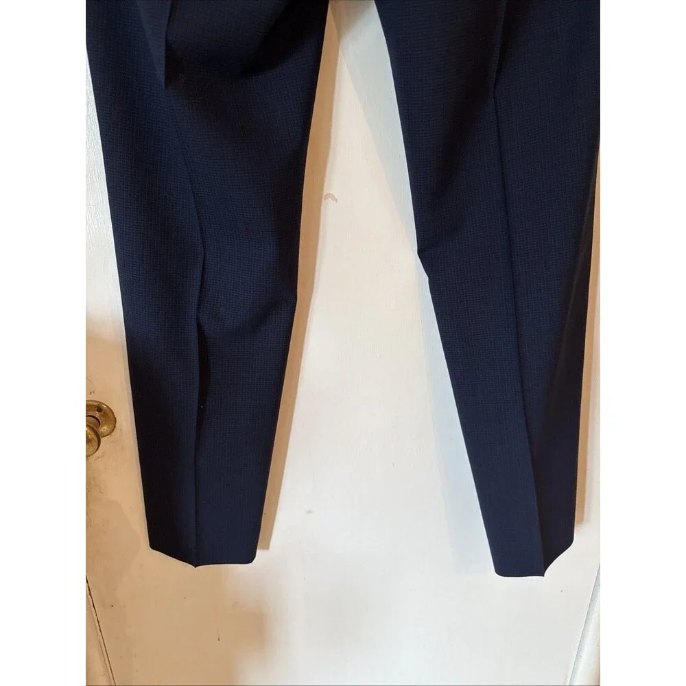 Theory Mayer Blue Wool Pattern Plaid Stretch Suit Pants | 33W - Picture 8 of 16
